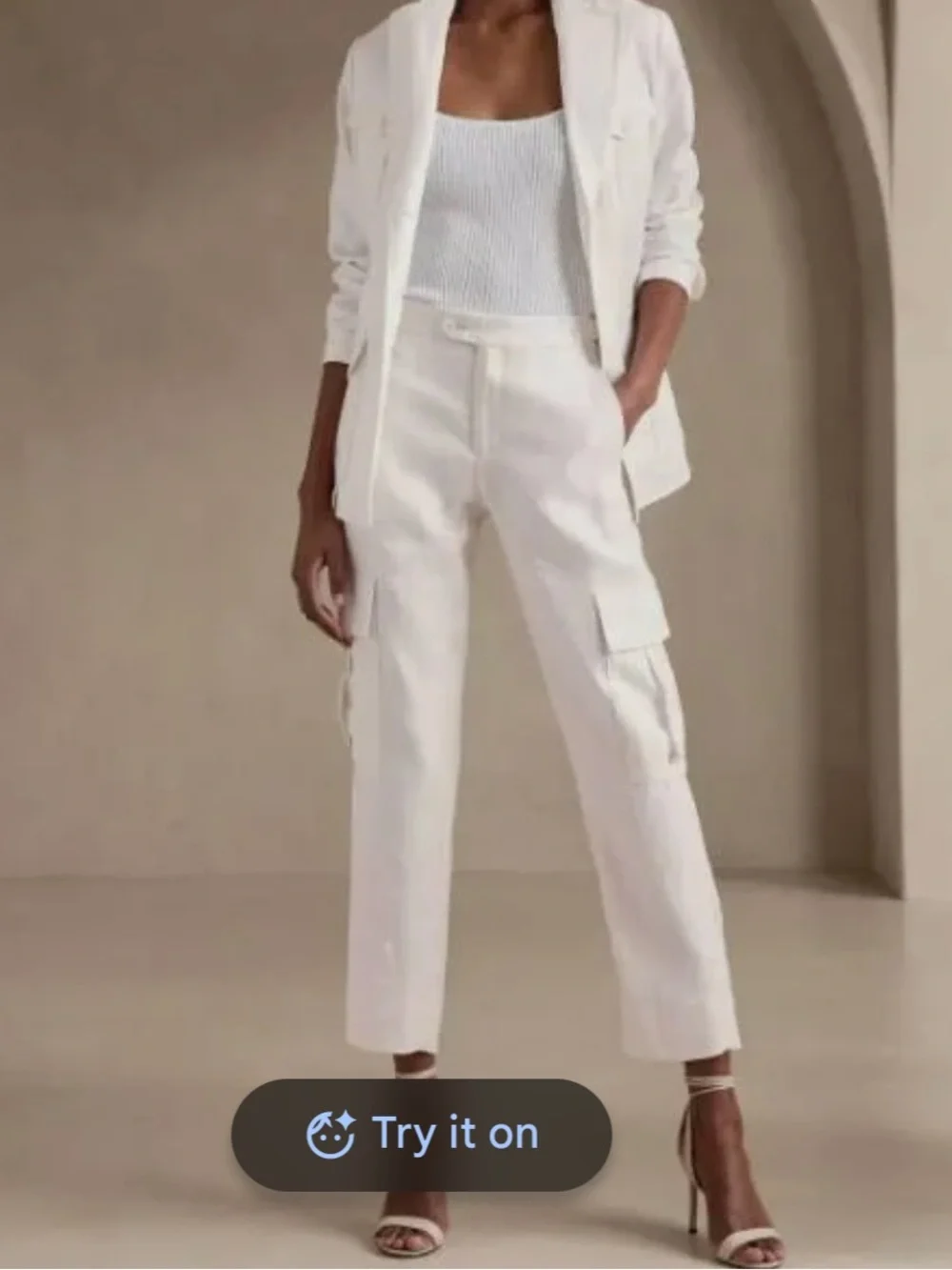 Banana Republic White Linen Cargo Pants